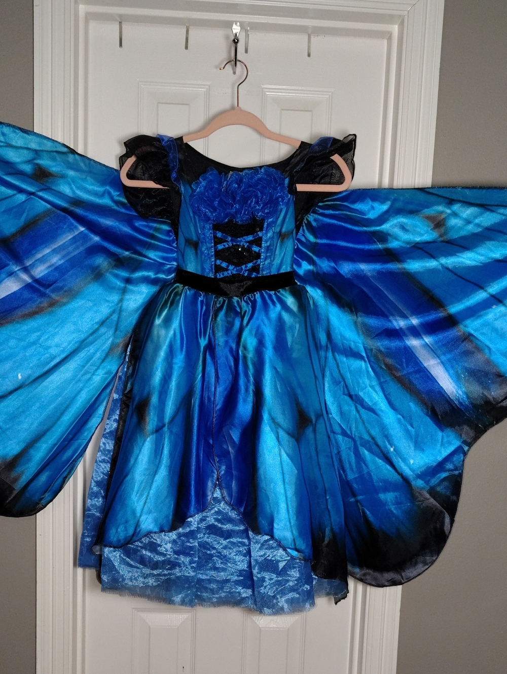 Kids Small Spirit Halloween Blue Butterfly Wing Dress Costume Needs TLC